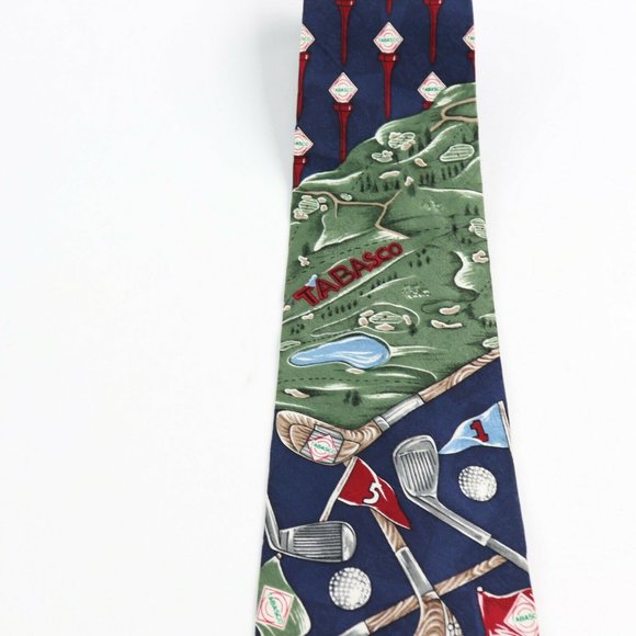 Tabasco Navy Blue and Green Golf Tie - Picture 2 of 6